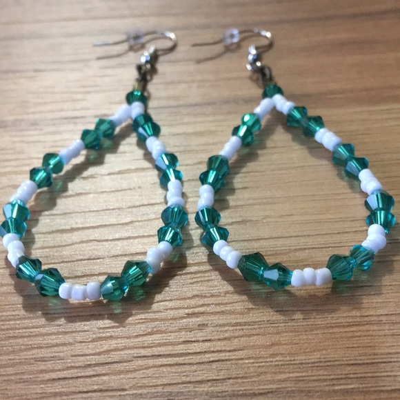 Ladies Beaded Dangle Earrings, Handmade Ladies Earrings - Picture 3 of 5